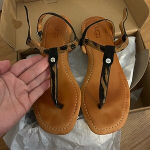 NEW IN BOX EUC Ugg Madeena Sandals | Animal Print | Size 6